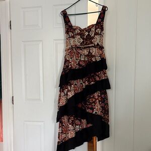 Anthropologie Asymmetrical Tiered Floral Dress Size Large